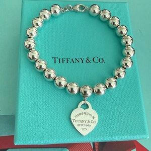 Tiffany & Co. 8mm Hardware Bead Bracelet Please Return To Tiffany Heart Pendant